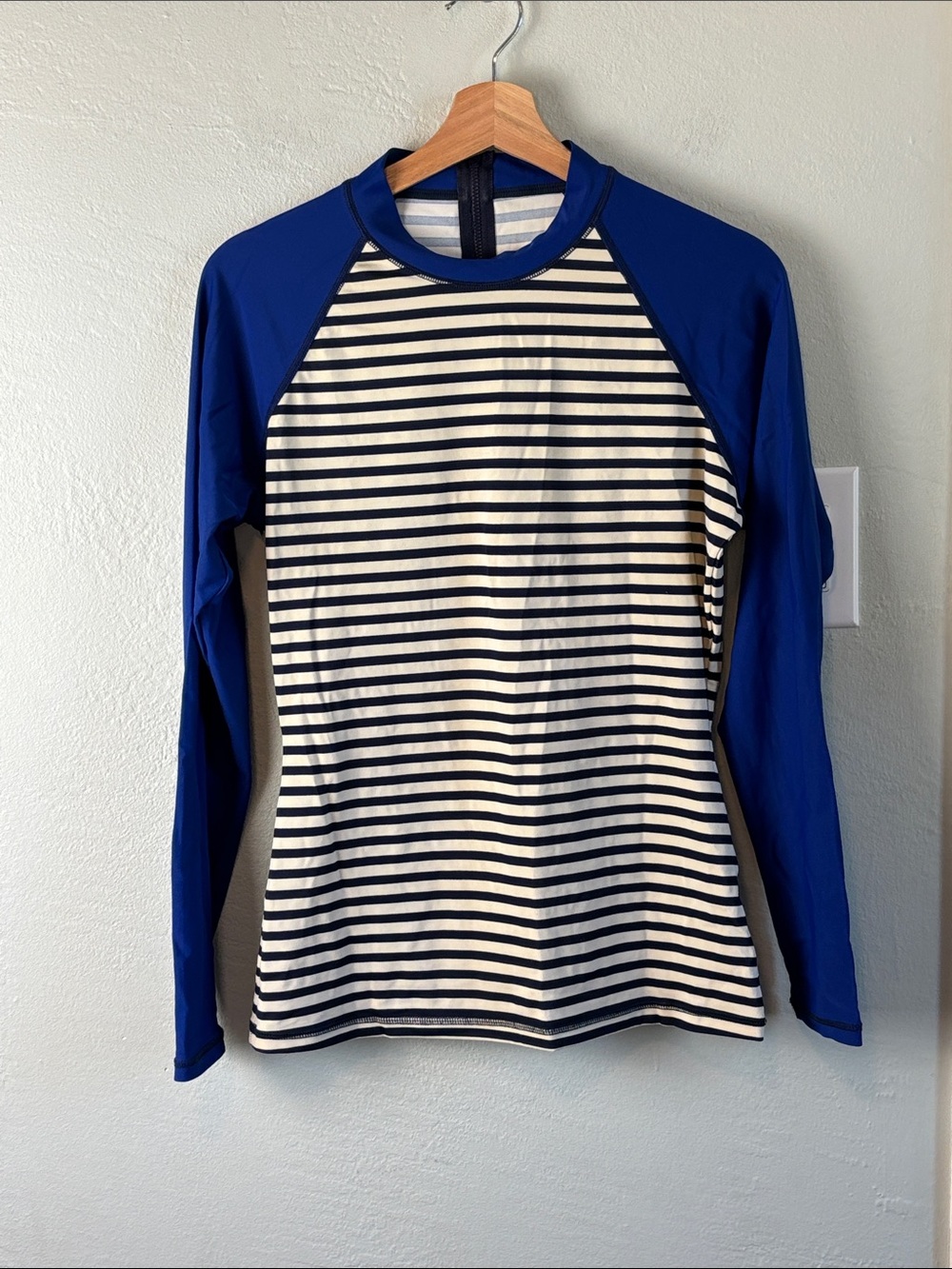 J. Crew Navy and White Striped Rash guard Top